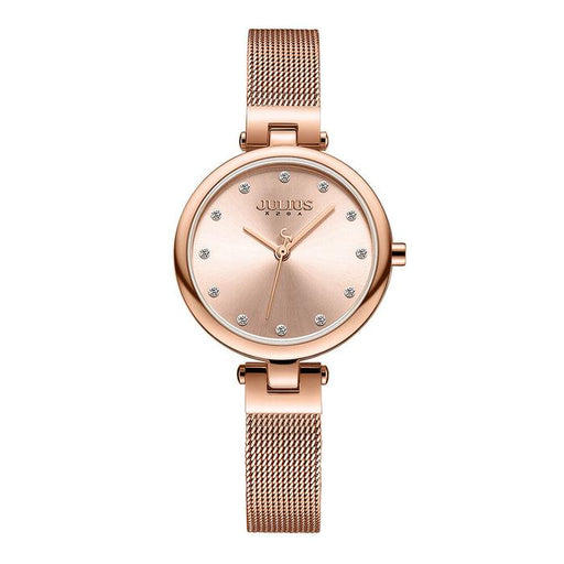 JULIUS Women's Rose Mesh Stainless Steel Wrist Watch (JA-1221A)