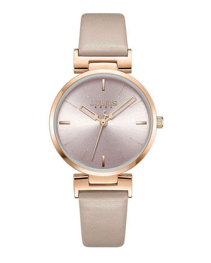 Elegant Beige and Pink Leather Women's Watch - Stylish Timepiece with Japanese Miyota Movement (Model JA-1271A)