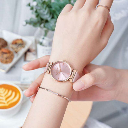 Elegant Beige and Pink Leather Women's Watch - Stylish Timepiece with Japanese Miyota Movement (Model JA-1271A)