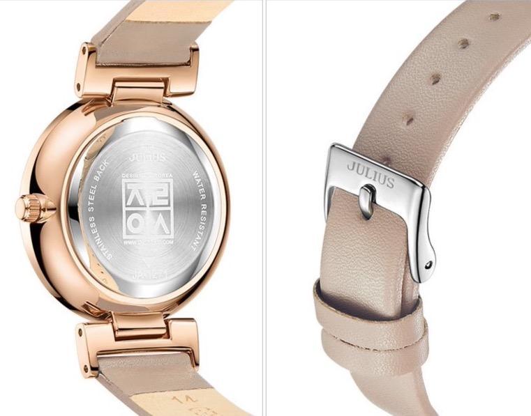 Elegant Beige and Pink Leather Women's Watch - Stylish Timepiece with Japanese Miyota Movement (Model JA-1271A)