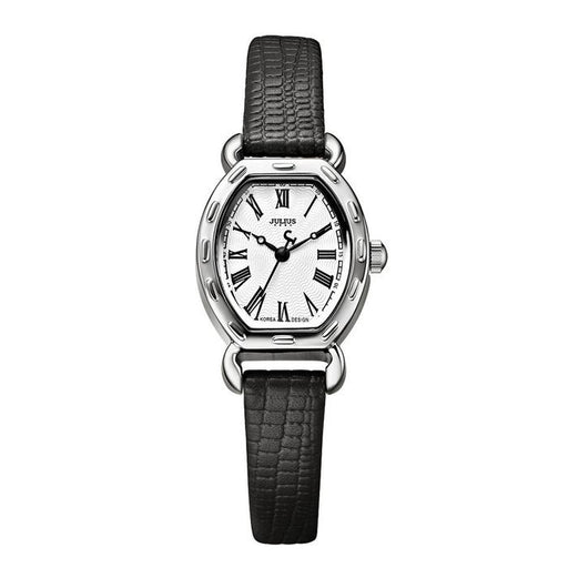 Sleek Black Leather Band Women's Watch with Japanese Movement by JULIUS