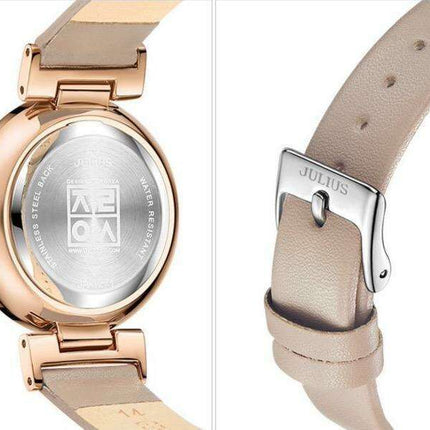 Sophisticated Deep Green Leather Women's Watch with Japan Miyota Precision Movement by JULIUS