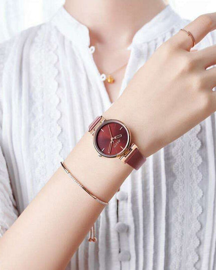 Sophisticated Deep Green Leather Women's Watch with Japan Miyota Precision Movement by JULIUS