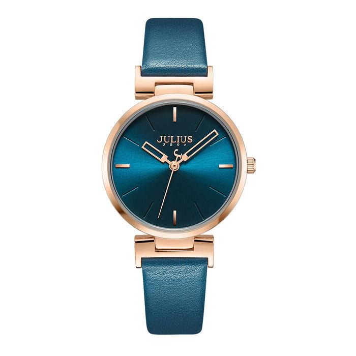 Elegant Turquoise Leather Watch with Alloy Case - JULIUS Women's Timepiece