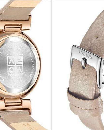 Elegant Turquoise: JULIUS Women's Blue Leather Watch with Strap