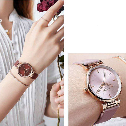 Elegant Turquoise: JULIUS Women's Blue Leather Watch with Strap