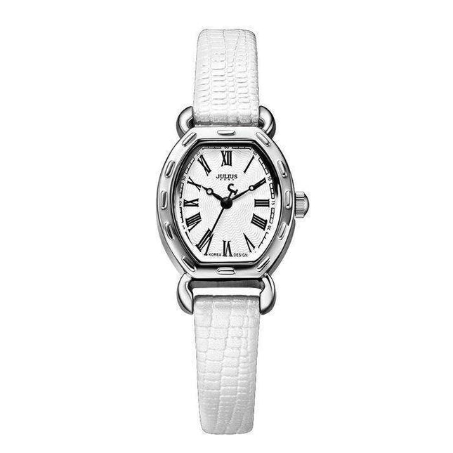 Elegant White Leather Women's Watch by JULIUS - A Must-Have Fashion Statement