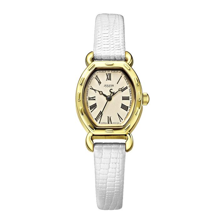 JULIUS Women's Wrist Watches Leather Band #White Gold (JA-544D)