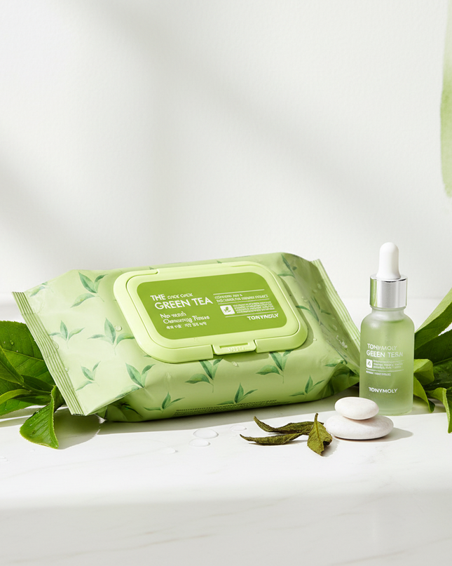 TONYMOLY Green Tea Infused Hydrating Cleansing Wipes - Jumbo 100 Count Pack
