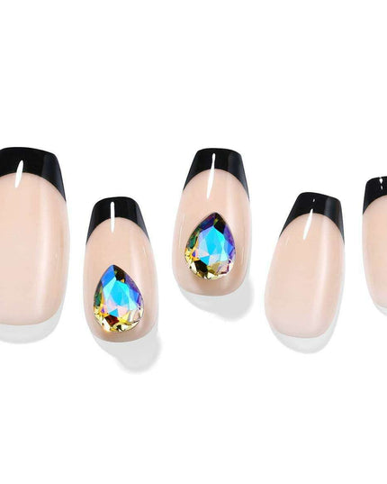 Elegant Black Paradise Gel Nail Art Kit - Complete Set with 30 Tips and Essential Tools