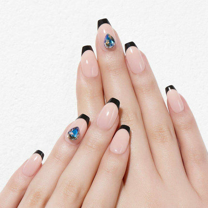 Elegant Black Paradise Gel Nail Art Kit - Complete Set with 30 Tips and Essential Tools