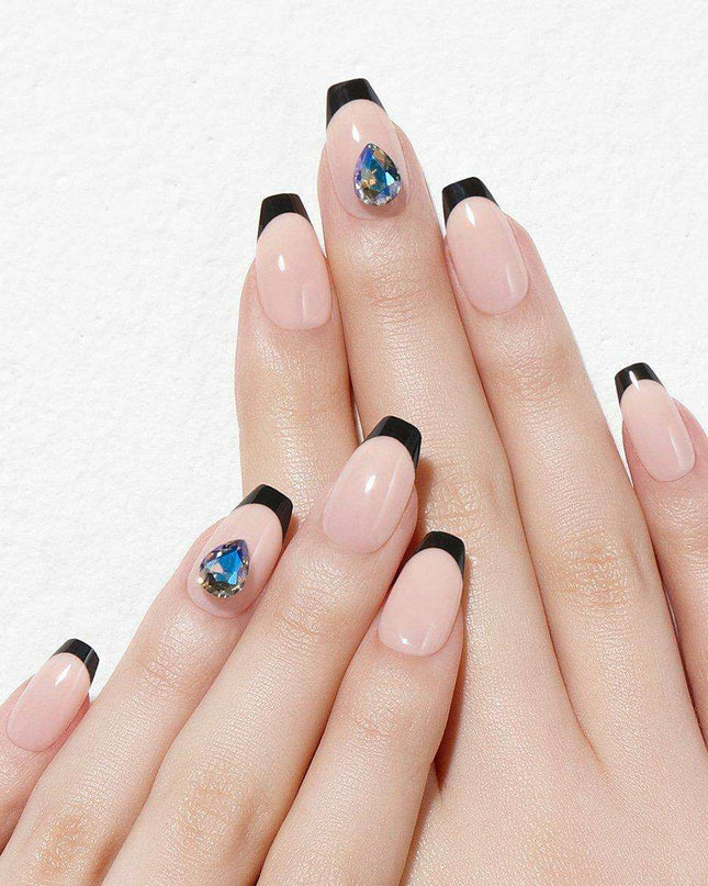 Elegant Black Paradise Gel Nail Art Kit - Complete Set with 30 Tips and Essential Tools