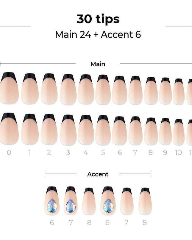 Elegant Black Paradise Gel Nail Art Kit - Complete Set with 30 Tips and Essential Tools