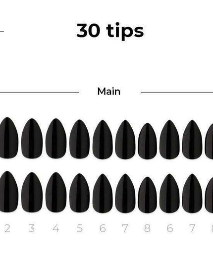 Elegant Carbon Black Gel Nail Kit with 30 Tips - Effortlessly Enhance Your Look