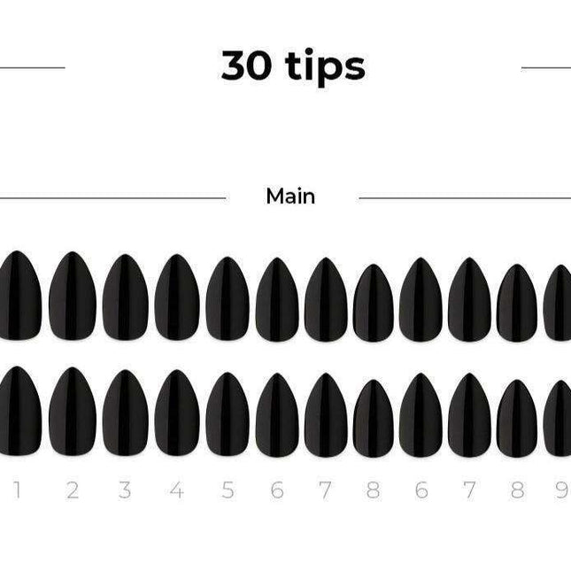 Elegant Carbon Black Gel Nail Kit with 30 Tips - Effortlessly Enhance Your Look