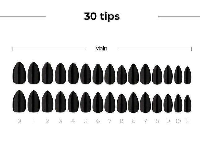 Elegant Carbon Black Gel Nail Kit with 30 Tips - Effortlessly Enhance Your Look