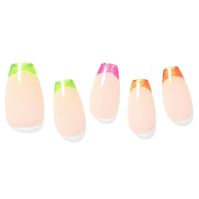 French Neon Glitter Gel Nails - Dashing Diva Magic Press Design