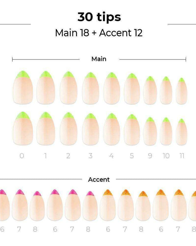 Neon Glam French Nail Art Kit with Sparkling Tips & Essential Gel Tools for Stunning Manicures