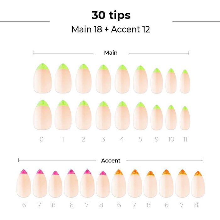 Neon French Nail Art Kit - Glitter Tips & Gel Manicure Set for Glamorous Nails