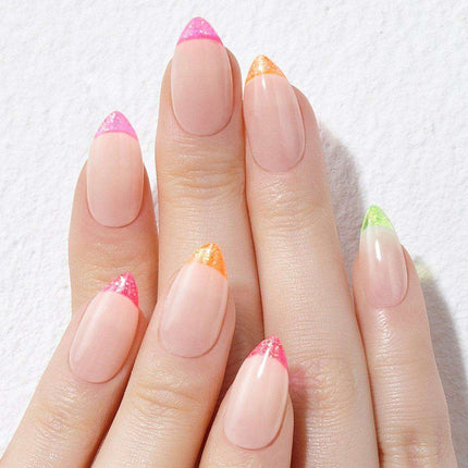 Neon Glam French Nail Art Kit with Sparkling Tips & Essential Gel Tools for Stunning Manicures