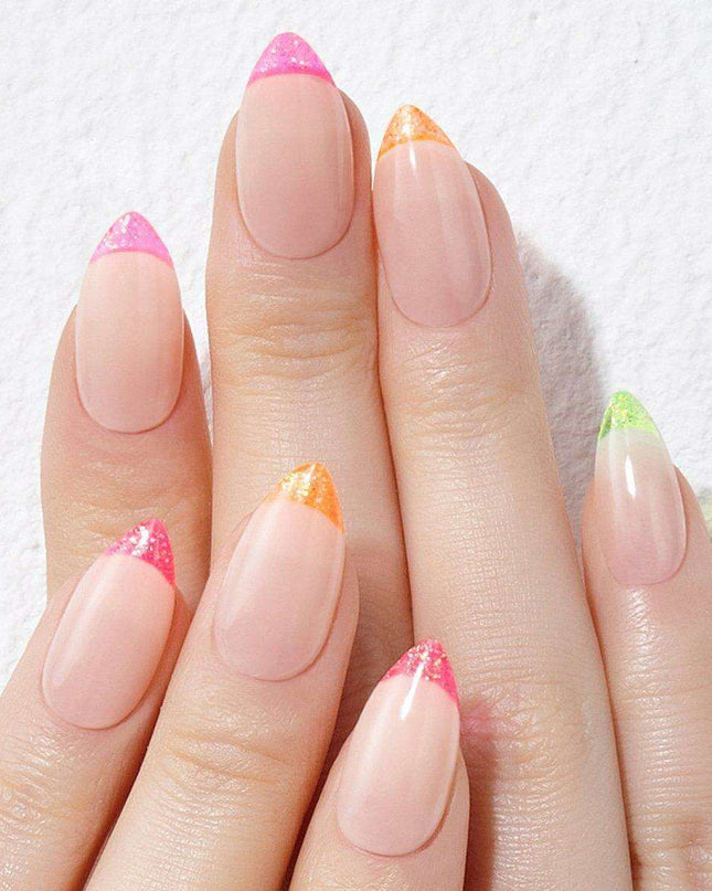 Neon Glam French Nail Art Kit with Sparkling Tips & Essential Gel Tools for Stunning Manicures