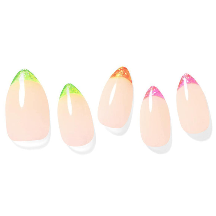 Glamorous Neon French Nail Art Kit with Glitter Tips - Complete Gel Manicure Set