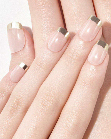 Glamorous Gold French Gel Nail Set: 30 Tips for Effortless Elegance