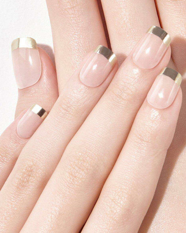 Glamorous Gold French Gel Nail Set: 30 Tips for Effortless Elegance