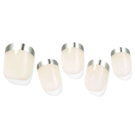 Elegant Silver French Gel Nail Collection - Achieve Professional-Looking Nails at Home