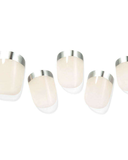 Elegant Silver French Gel Nail Collection - Achieve Professional-Looking Nails at Home