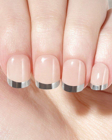 Elegant Silver French Gel Nail Collection - Achieve Professional-Looking Nails at Home