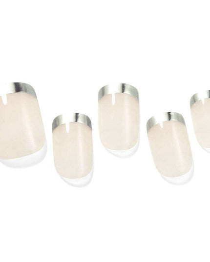 Glamorous Silver French Gel Nail Kit - Effortless Elegance for Any Occasion