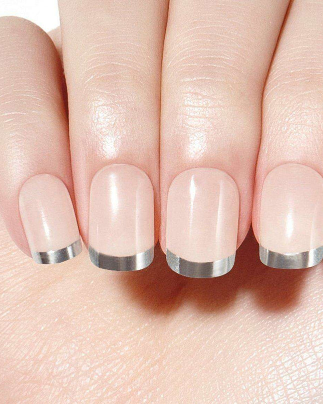 Glamorous Silver French Gel Nail Kit - Effortless Elegance for Any Occasion