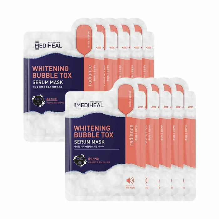 Radiant Glow Bubble Tox Serum Mask Sheet with Brightening Formula - Pack of 10