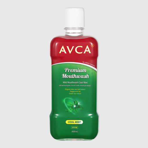 AVCA Mild Mouthwash Cool Mint 800ml Aloe Vera Green Tea Peppermint Oil - Très Elite