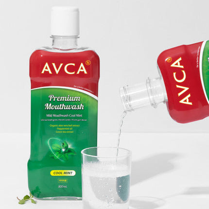 AVCA Mild Mouthwash Cool Mint 800ml Aloe Vera Green Tea Peppermint Oil - Très Elite