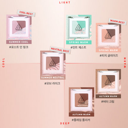 3CE Color Grid Eyeshadow 3.3g (6colors)- Très Elite- Très Elite