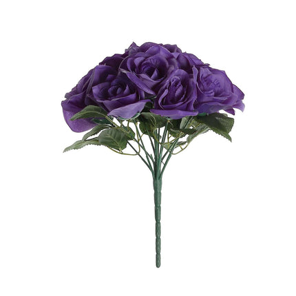 AliKopy 12" Purple Velvet-Like Artificial Rose Bouquet, Realistic Touc