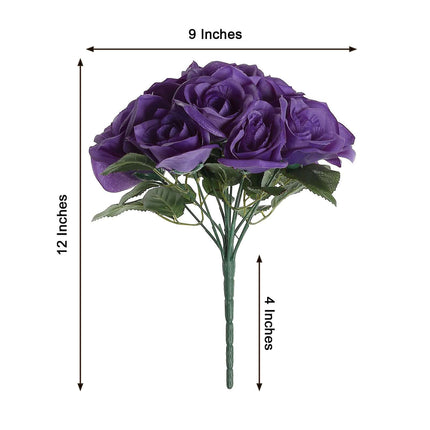 AliKopy 12" Purple Velvet-Like Artificial Rose Bouquet, Realistic Touc