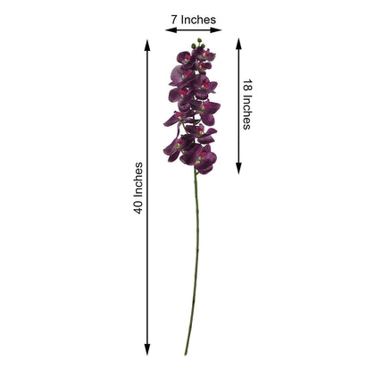 AliKopy 40" Tall Eggplant Silk Orchid Flower Bouquets - 2 Stems, Reali
