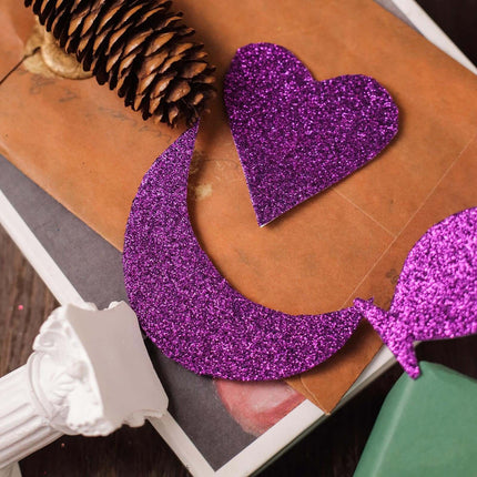 AliKopy 10 Pack Purple Self-Adhesive Glitter Foam Sheets - 12"x10