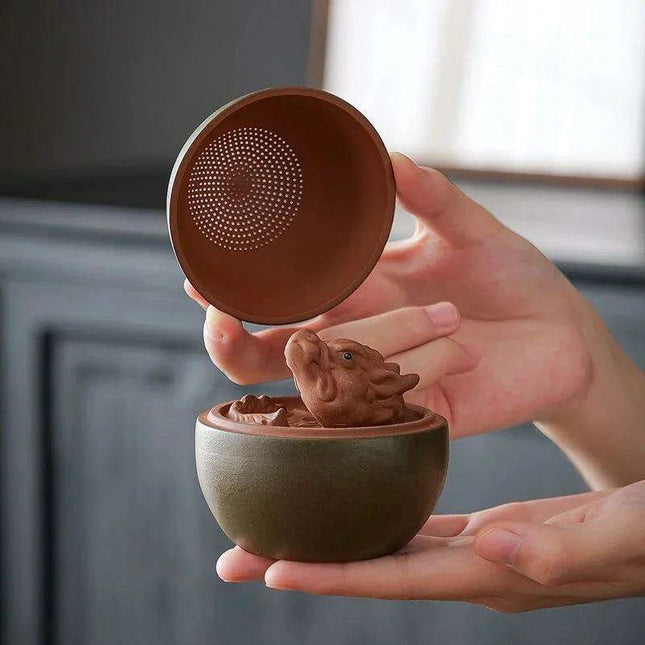 Enchanted Dragon Egg Tea Companion Set with Premium Purple Sand Filter - Transform Your Tea Experience