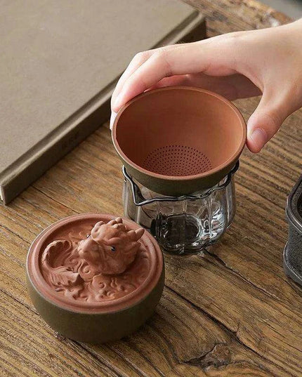 Enchanted Dragon Egg Tea Companion Set with Premium Purple Sand Filter - Transform Your Tea Experience