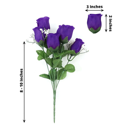 AliKopy 12 Premium Silk Purple Rose Bud Bouquets - Realistic & Durable