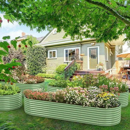 9FT Elevated Galvanized Garden Bed for Herbs and Vegetables