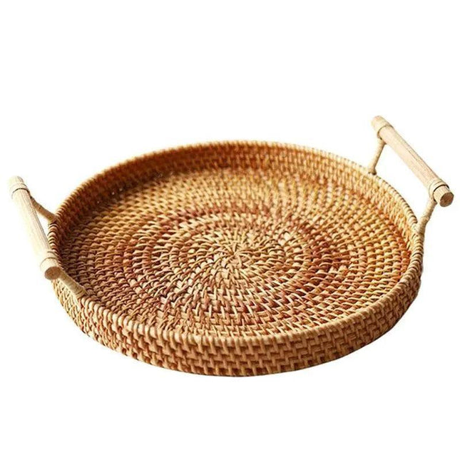 Elegant Handwoven Rattan Tray - Stylish Multi-Functional Storage Solution