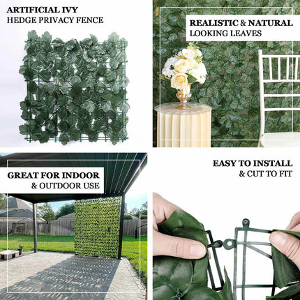 AliKopy 12 Pack Dark Green Ivy Hedge Privacy Screen, 32 Sq. ft. Decor