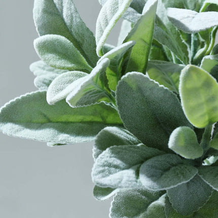 AliKopy 4 Stems Frosted Green Artificial Lambs Ear Plant - Realistic F