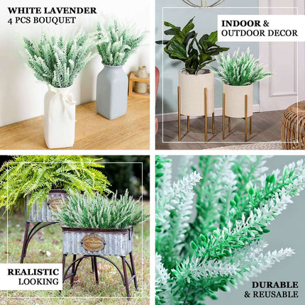 AliKopy 14" Artificial Lavender Flower Stems - Set of 4, Realistic Gre