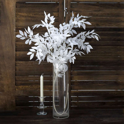 AliKopy 42" Tall White Artificial Silk Beech Leaf Branches - Realistic